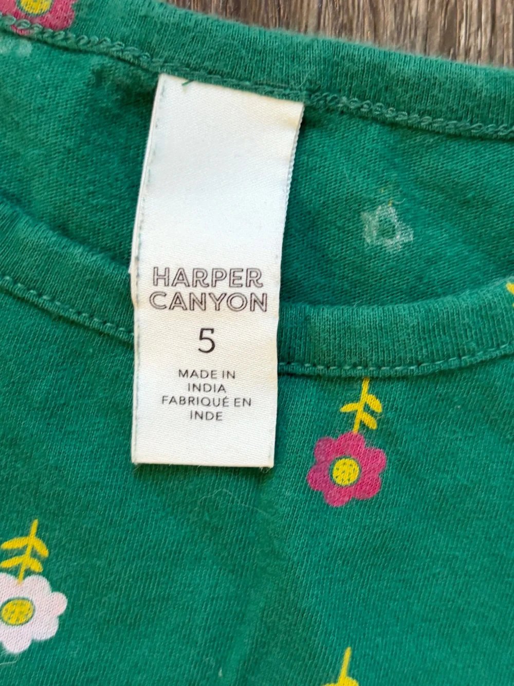 Harper Canyon Green Tee with Pink and Yellow Flower Print